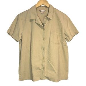 100% Cotton Tan Short Sleeve Button Up Shirt